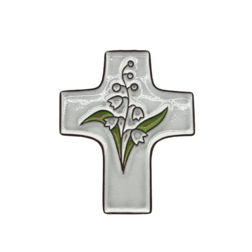 Croix Céramique avec Fleurs de Lys
