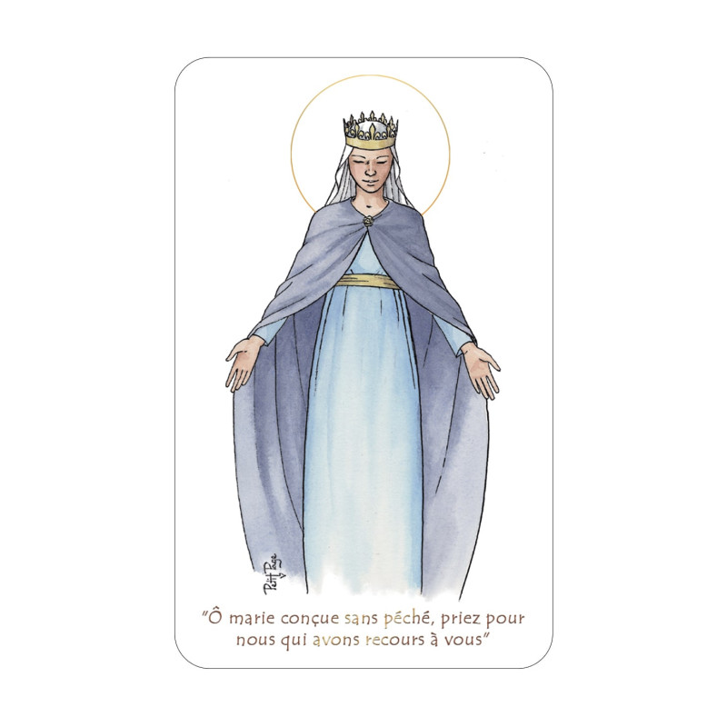 Carte simple - Vierge couronnée - Petit Page - 6.5X10.5 cm