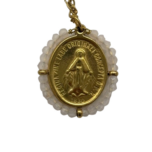 Médaille Miraculeuse et Perles rose pâle