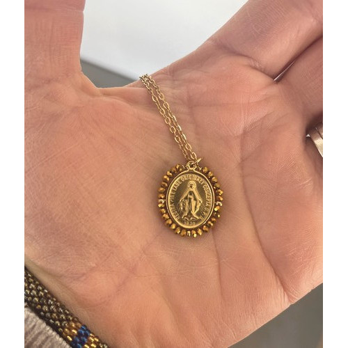 Médaille Miraculeuse et Perles Miel doré