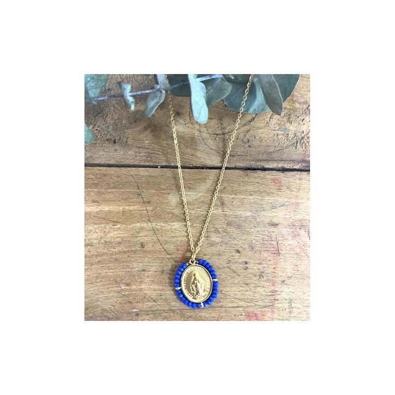 Collier avec Médaille Miraculeuse et Perles