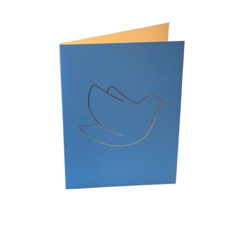 Carte double Colombe Emany Bleue - 16.5X11.5 cm