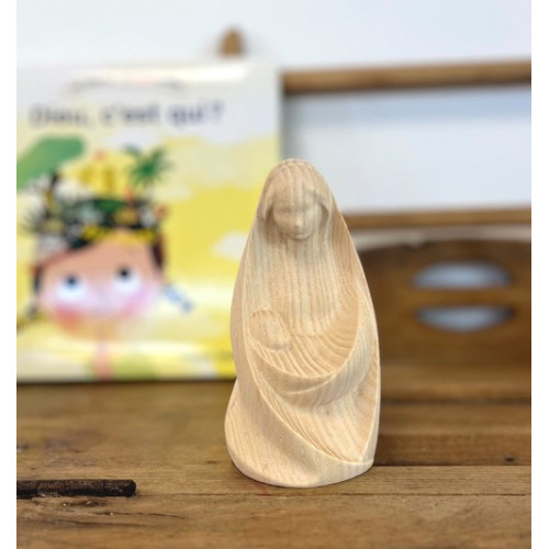 Statue moderne Vierge à l'enfant en bois de frêne | Comptoir Religieux