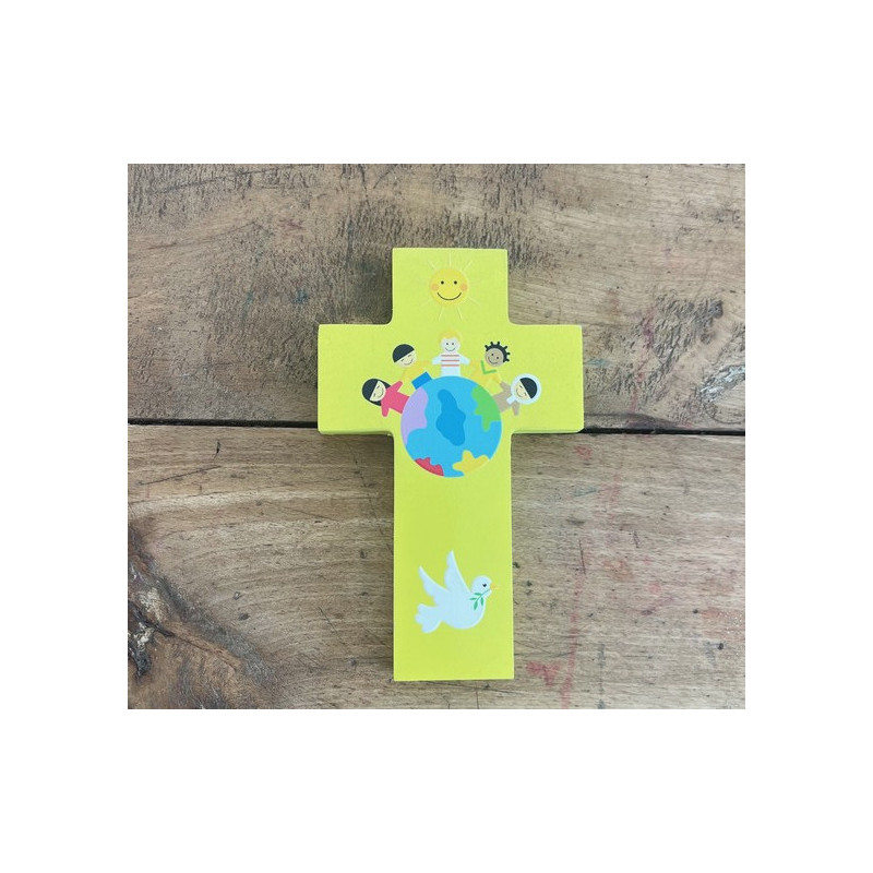 Petite croix Enfants du monde jaune
