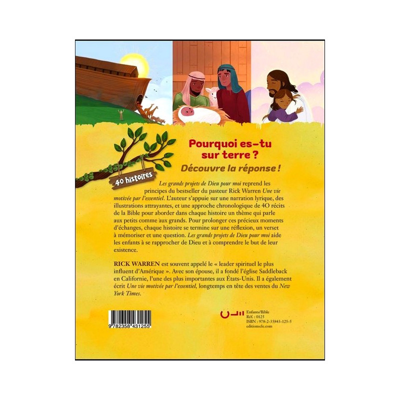Les grands projets de Dieu pour moi - la bible racontée - verso