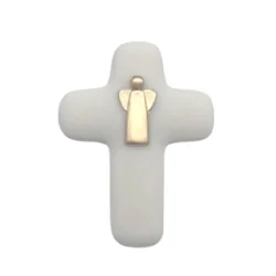 Croix Emany en pierre d'albâtre avec dorure -  Croix de l'ange