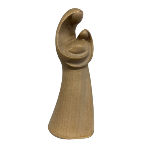 Statue bois verni Vierge à l'enfant - 15cm