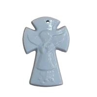 Croix Céramique en faïence Ange Bleu