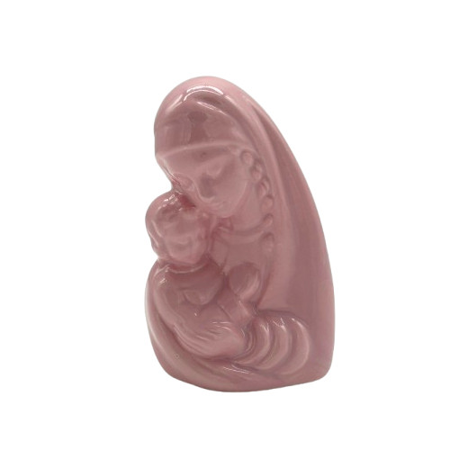 Buste Vierge à l'enfant en faïence 12 cm – Rose