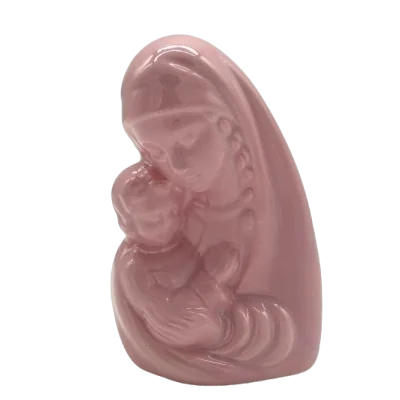 Buste Vierge à l'enfant en faïence 12 cm – Rose