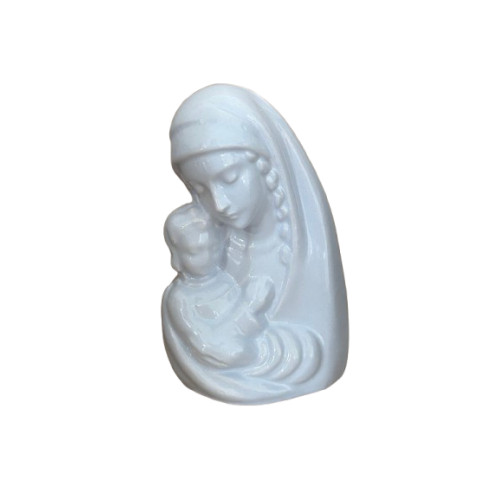 Buste Vierge à l'enfant en faïence 12 cm – Bleu