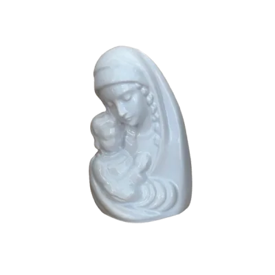 Buste Vierge à l'enfant en faïence 12 cm – Bleu
