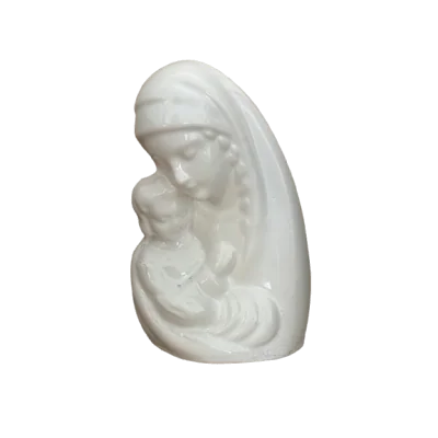 Buste Vierge à l'enfant en faïence 12 cm – Blanc