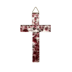 Croix murale en verre de Murano - Rose pâle recto