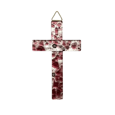 Croix murale en verre de Murano - Rose pâle recto
