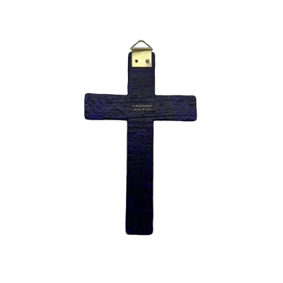 Croix murale en verre de Murano - Bleu et or verso