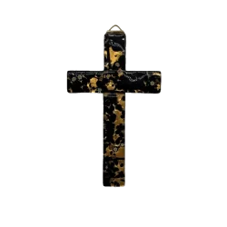 copy of Croix murale en verre de Murano - Noir et or recto