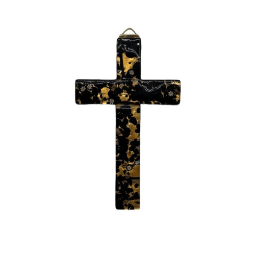 copy of Croix murale en verre de Murano - Noir et or recto copy of Croix murale en verre de Murano - Noir et or recto
