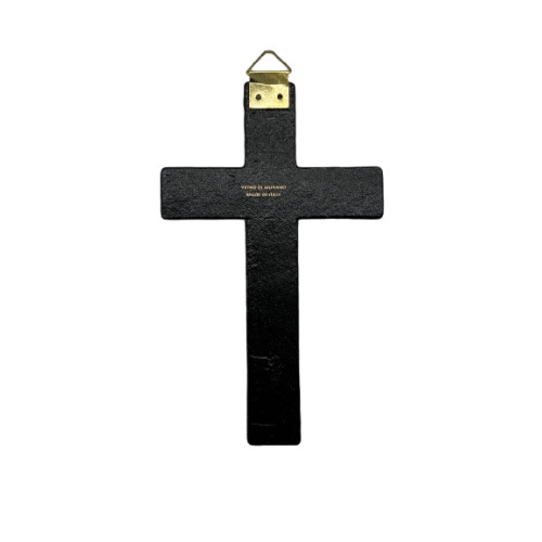 Croix murale en verre de Murano - Noir et or verso Croix murale en verre de Murano - Noir et or verso