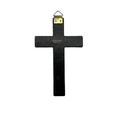 Croix murale en verre de Murano - Noir et or verso