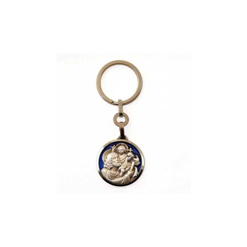 Porte-clés Saint Christophe emaillé bleu