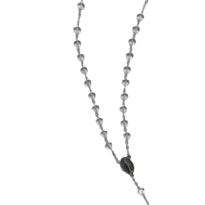 Chapelet perle cœur en verre transparent - perles en forme de cœur