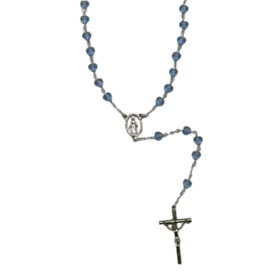 Chapelet perle cœur en verre Bleu