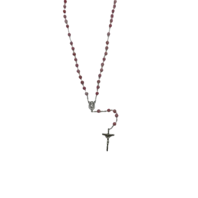 Chapelet argenté avec perles en verre recyclé - Rose