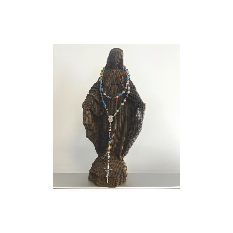 MURANO Chapelet en verre coloré en chaine argenté | Comptoir Religieux