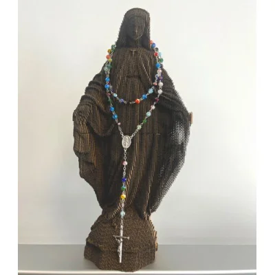 MURANO Chapelet en verre coloré en chaine argenté | Comptoir Religieux