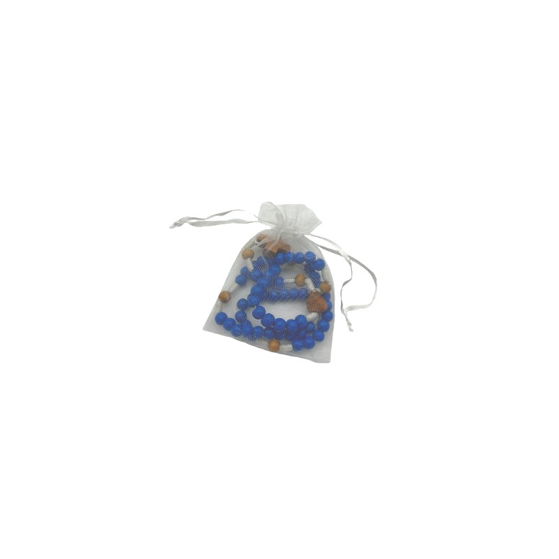 Howoki - Chapelet en bois bleu dans son pochon