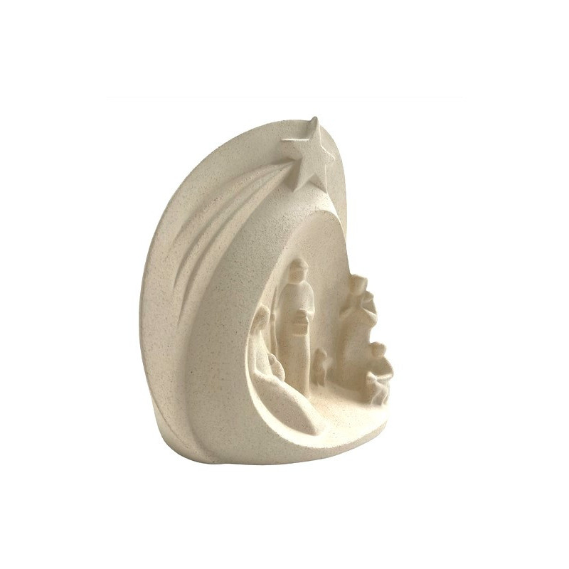 Statue Notre Dame de l'Eucharistie en albâtre avec dorure - 25cm | ...