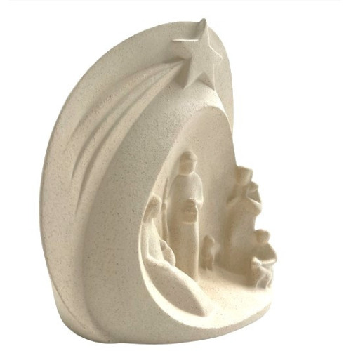 Statue Notre Dame de l'Eucharistie en albâtre avec dorure - 25cm | ...
