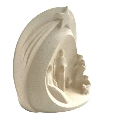 Statue Notre Dame de l'Eucharistie en albâtre avec dorure - 25cm | ...