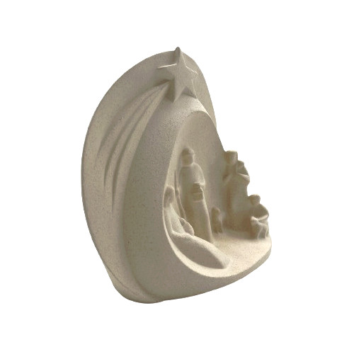Statue Notre Dame de l'Eucharistie en albâtre avec dorure - 25cm | ...