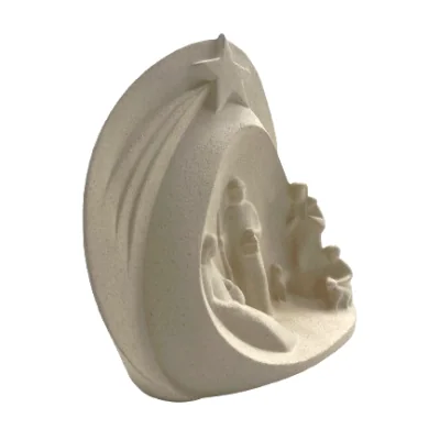 Statue Notre Dame de l'Eucharistie en albâtre avec dorure - 25cm | ...