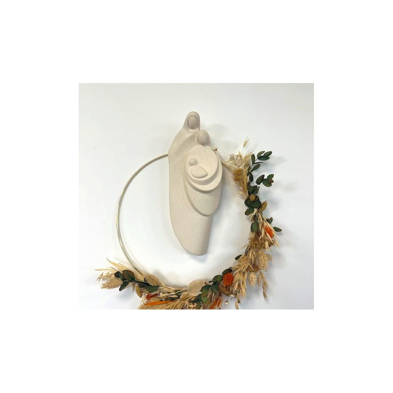 Statue Notre Dame de l'Eucharistie en albâtre avec dorure - 25cm | ...