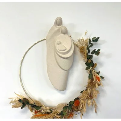 Statue Notre Dame de l'Eucharistie en albâtre avec dorure - 25cm | ...