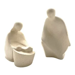 Statue Notre Dame de l'Eucharistie en albâtre avec dorure - 25cm | ...