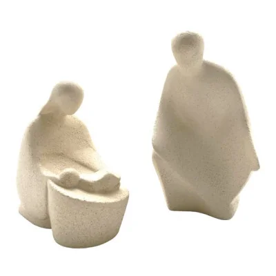 Statue Notre Dame de l'Eucharistie en albâtre avec dorure - 25cm | ...