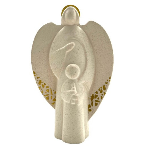 Ange gardien doré - céramique - 19 cm
