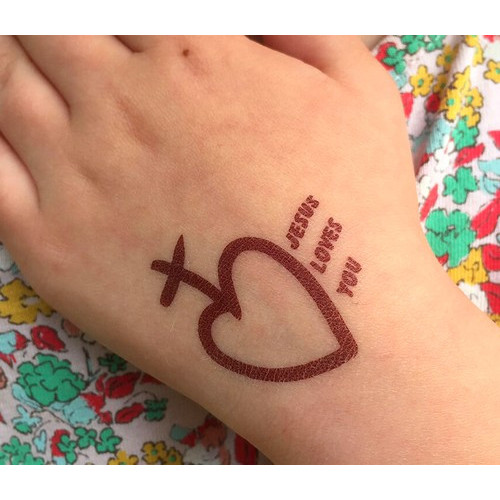 Tatouage éphémère "jesus loves you"