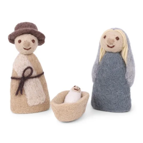 Figurines de crèche en feutre - Nativité 3 Bleu