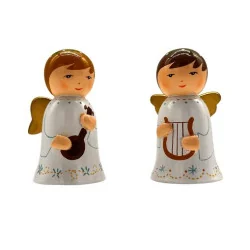 Crèche de Noël en bois peint tourné - 2 anges