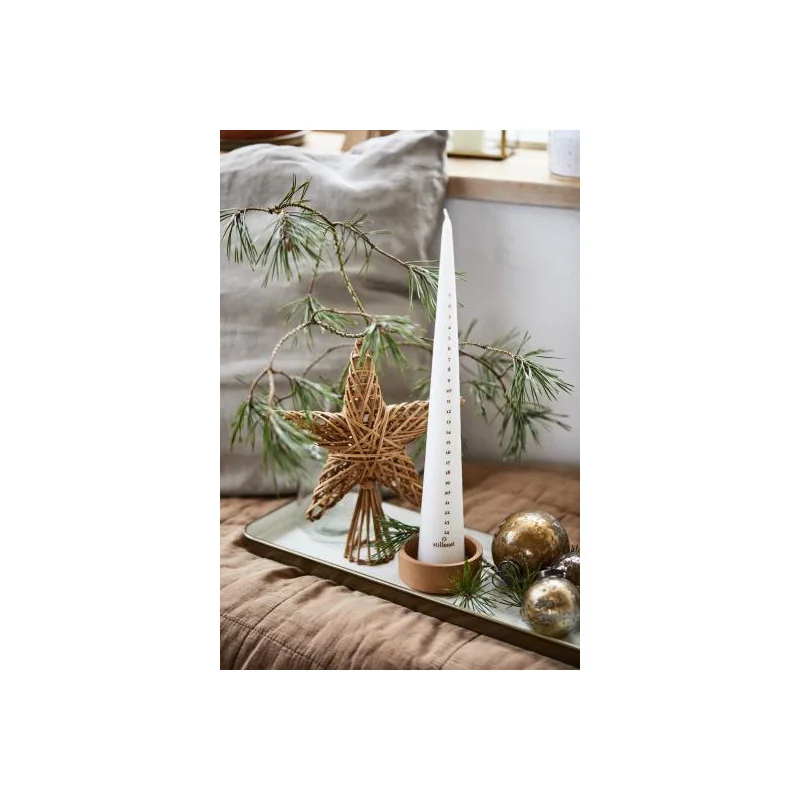 Bougie de l'Avent conique numérotée - Blanc - 35cm