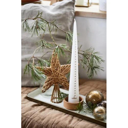 Bougie de l'Avent conique numérotée - Blanc - 35cm