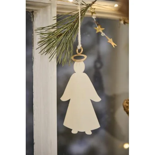 Suspension Ange en métal blanc et doré