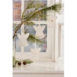 Lot de 4 Suspensions Ange en tissu blanc