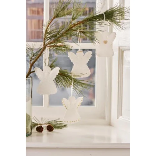 Lot de 4 Suspensions Ange en tissu blanc