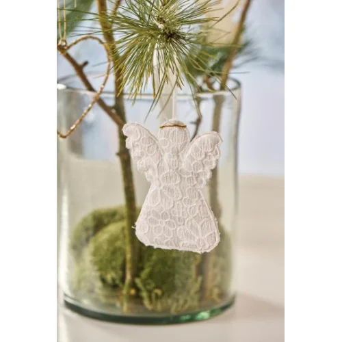 Lot de 4 Suspensions Ange en tissu blanc